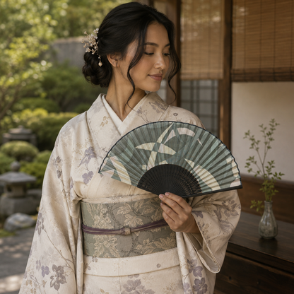 "Moonlit River" Vintage Folding Fan