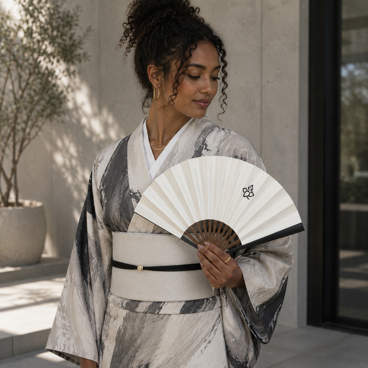"Paulownia Plum" Vintage Folding Fan