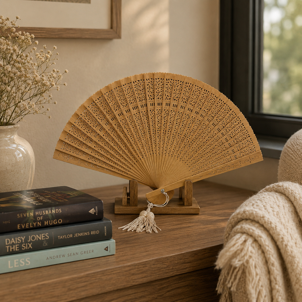 "Sandalwood Breeze" Vintage Folding Fan