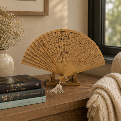 "Sandalwood Breeze" Vintage Folding Fan
