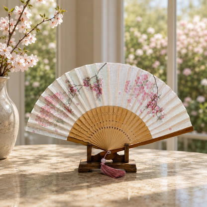 "Spring Embroidery" Vintage Folding Fan