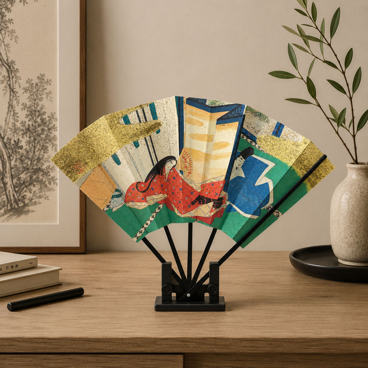"Tale of Genji #1" Vintage Folding Fan