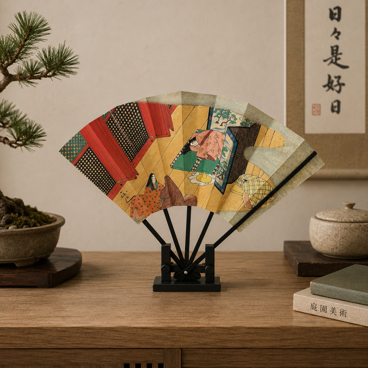 "Tale of Genji #2" Vintage Folding Fan