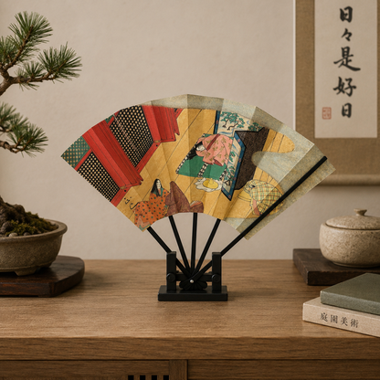"Tale of Genji #2" Vintage Folding Fan