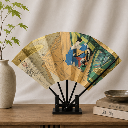 "Tale of Genji #3" Vintage Folding Fan