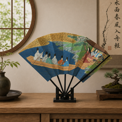 "Tale of Genji #4" Vintage Folding Fan