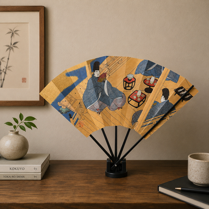 "Tale of Genji #5" Vintage Folding Fan