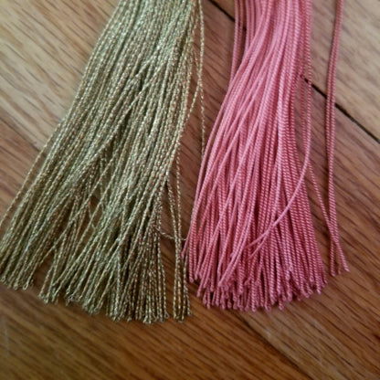 "Tortoise and Pink" Handwoven Tassels