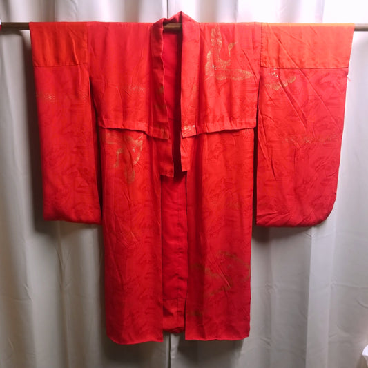 "Red with Crane" Vintage Underkimono