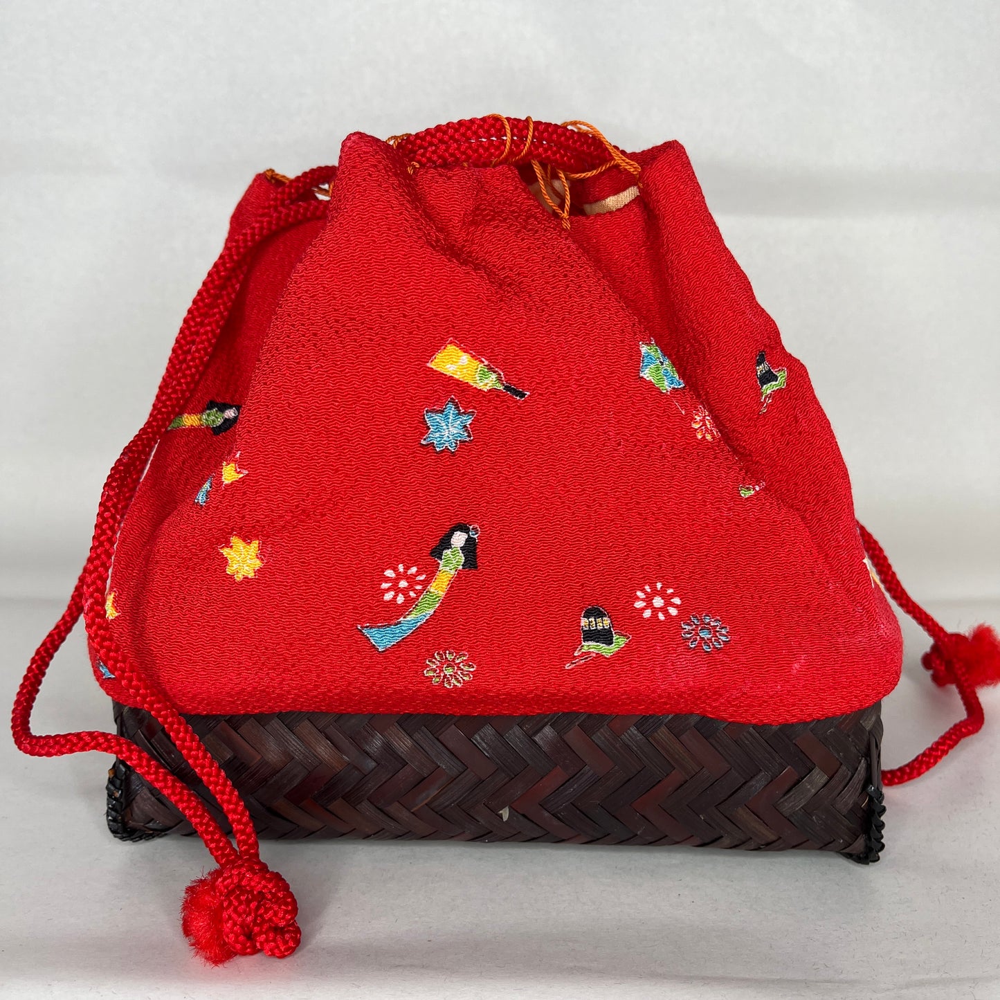 "Kokeshi" Japanese Kinchaku Purse