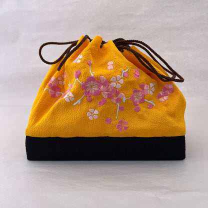 "Blossom Embroidery" Japanese Kinchaku Purse