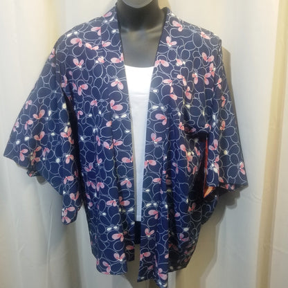 "Pink Butterflies" XL Oki Haori