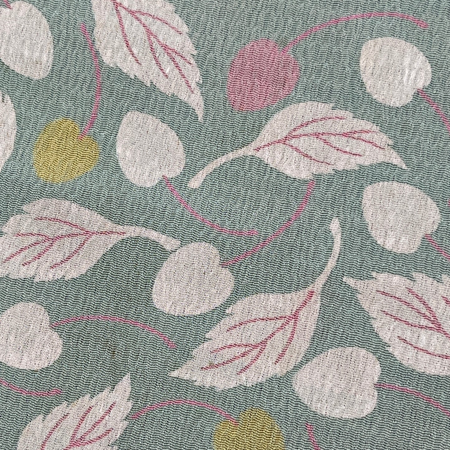 "Cherries on Green" Vintage Kimono Yardage