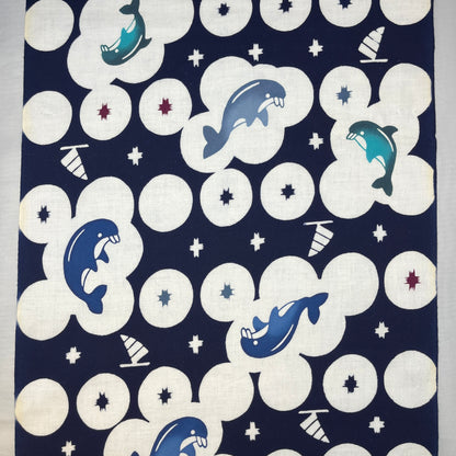 "Playful Dolphins" Vintage Yukata Yardage