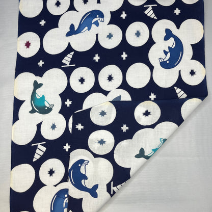 "Playful Dolphins" Vintage Yukata Yardage