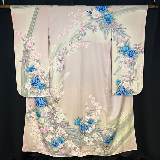 "Hidden Peacocks" Vintage Furisode Kimono