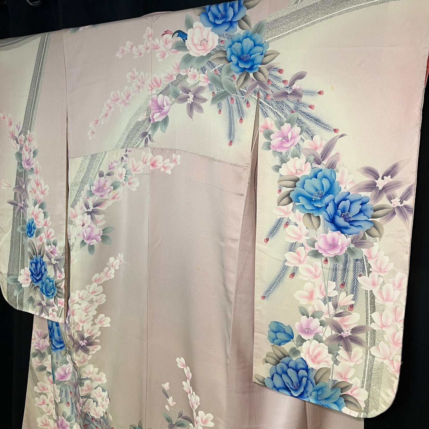 "Hidden Peacocks" Vintage Furisode Kimono