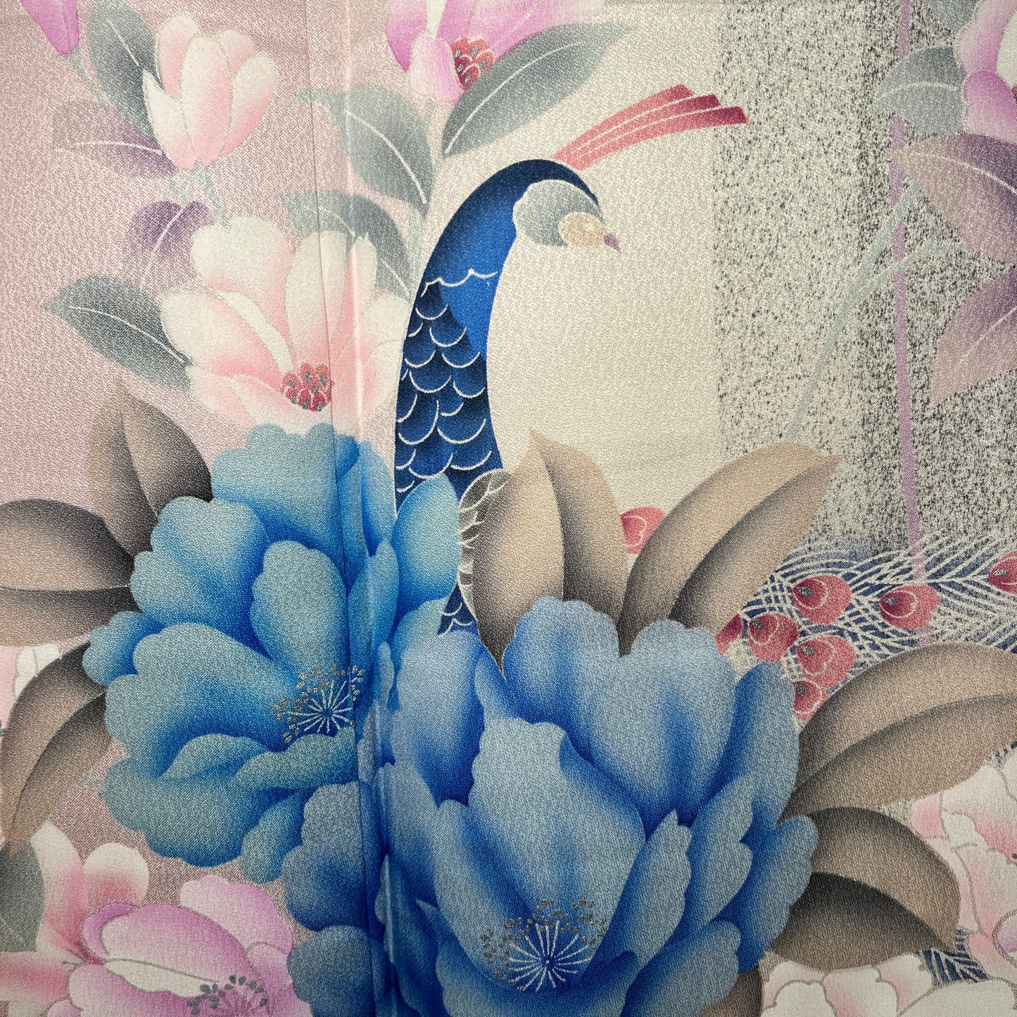 "Hidden Peacocks" Vintage Furisode Kimono