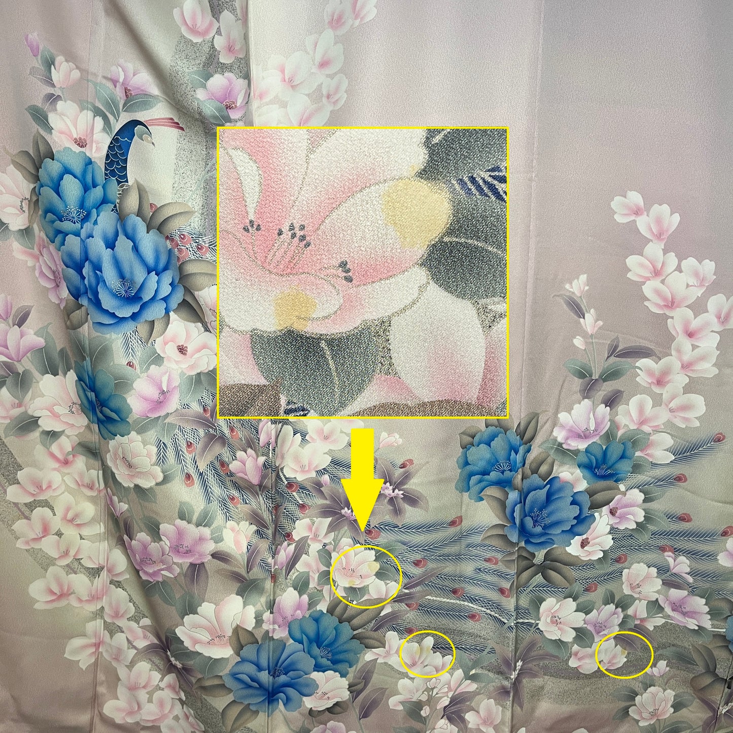 "Hidden Peacocks" Vintage Furisode Kimono