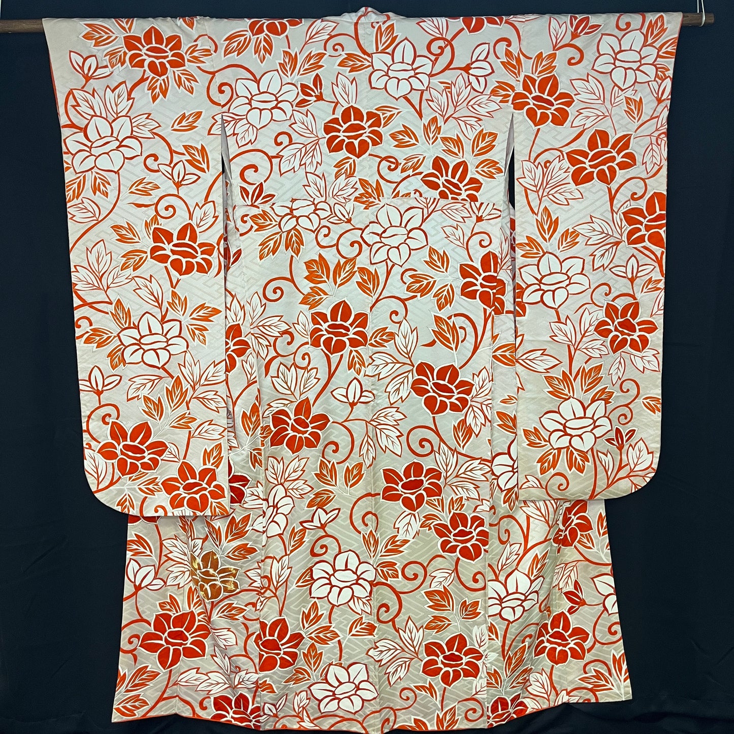 "Orange Floral" Vintage Furisode Kimono