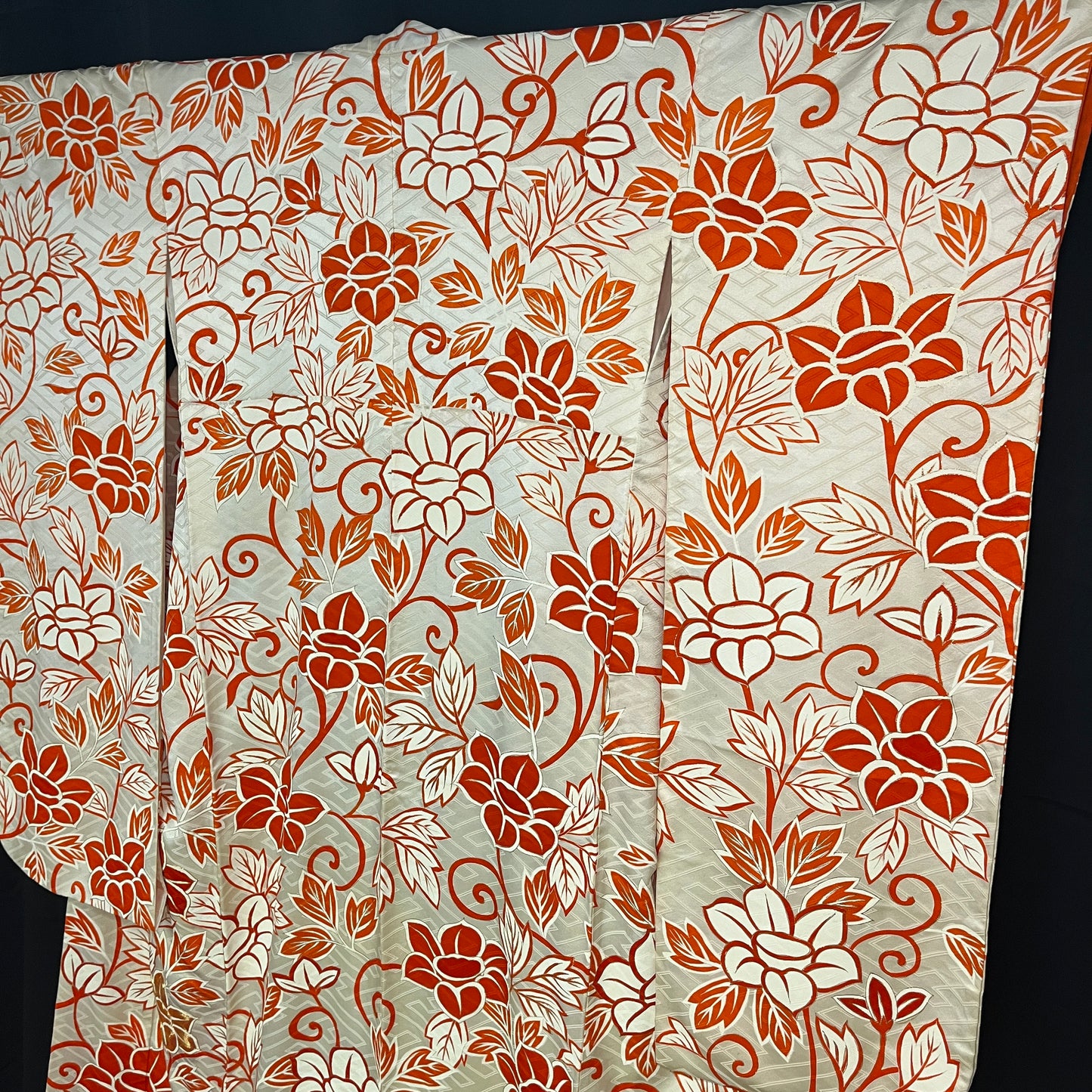 "Orange Floral" Vintage Furisode Kimono