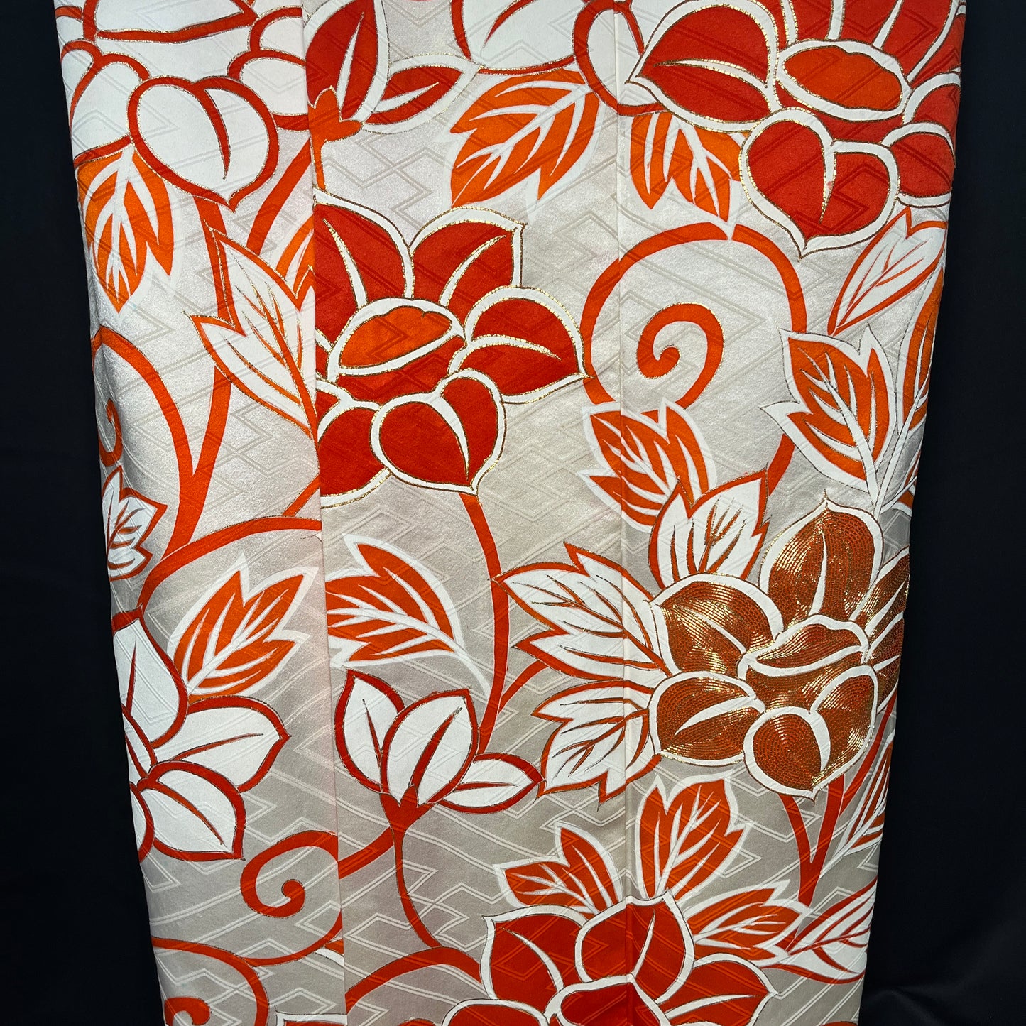 "Orange Floral" Vintage Furisode Kimono