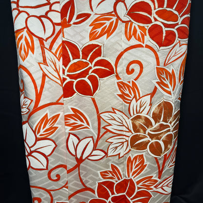 "Orange Floral" Vintage Furisode Kimono