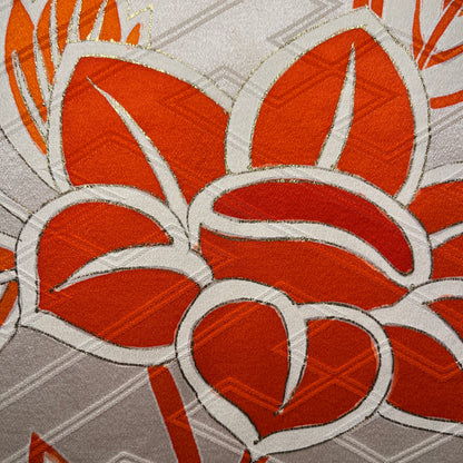 "Orange Floral" Vintage Furisode Kimono