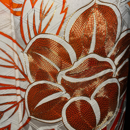 "Orange Floral" Vintage Furisode Kimono