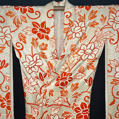 "Orange Floral" Vintage Furisode Kimono