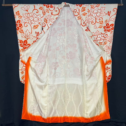 "Orange Floral" Vintage Furisode Kimono