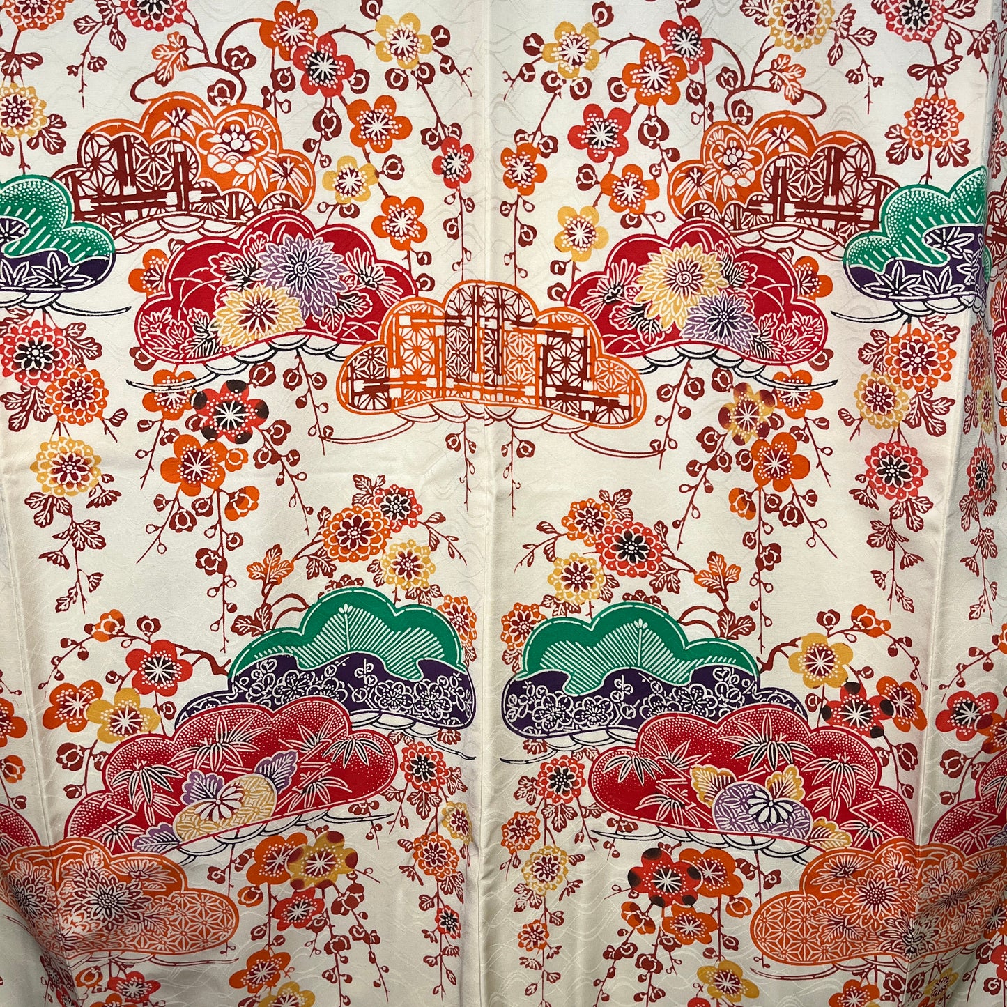 "Bingata Style" Vintage Furisode Kimono