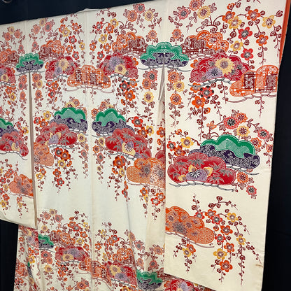 "Bingata Style" Vintage Furisode Kimono