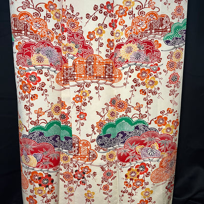 "Bingata Style" Vintage Furisode Kimono