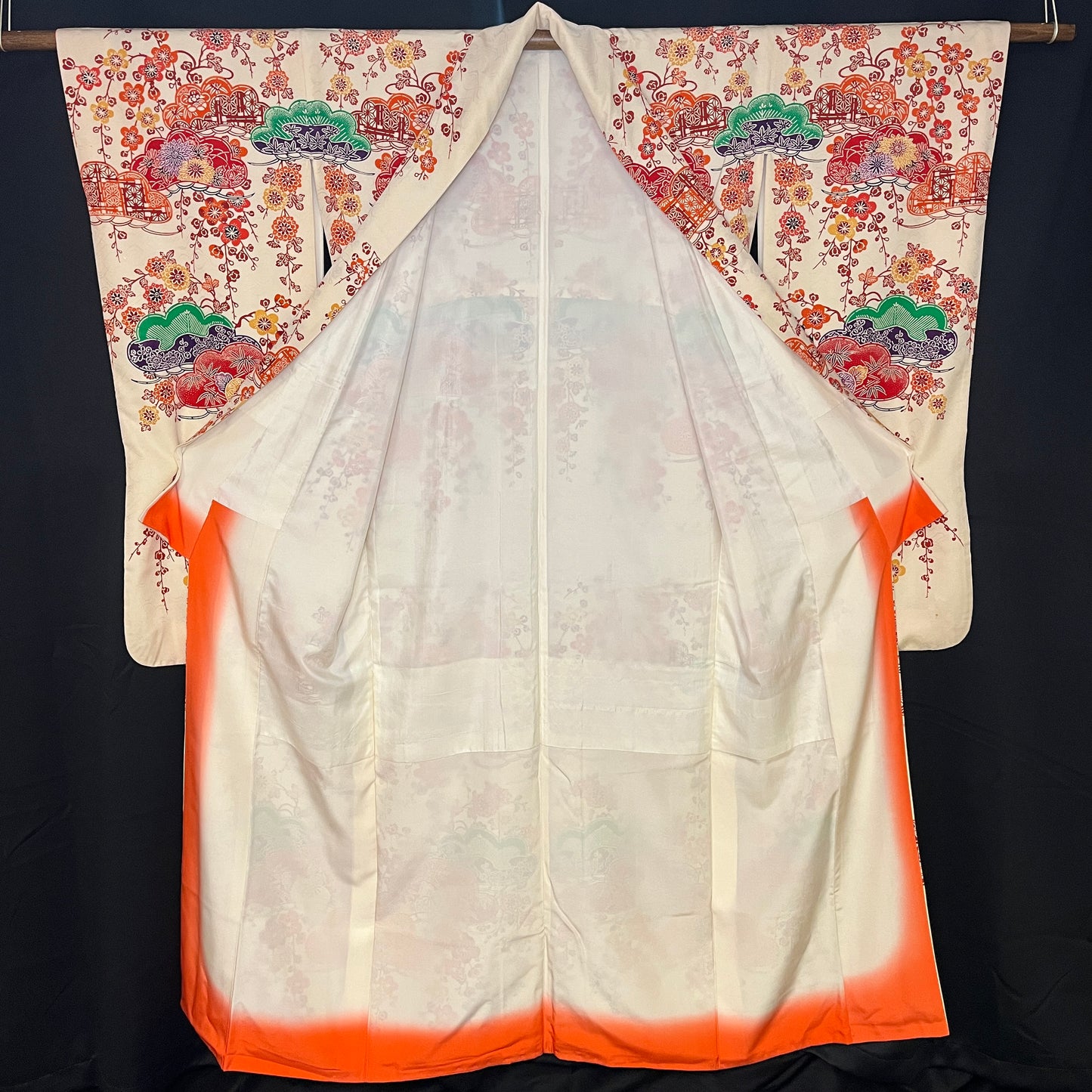 "Bingata Style" Vintage Furisode Kimono