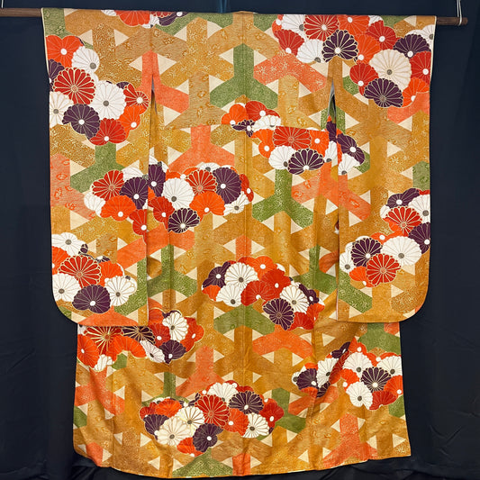 "Floral Basket" Vintage Furisode Kimono