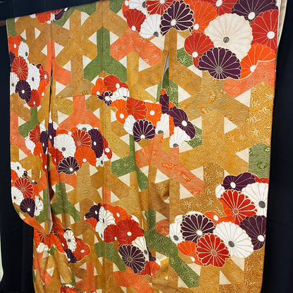 "Floral Basket" Vintage Furisode Kimono