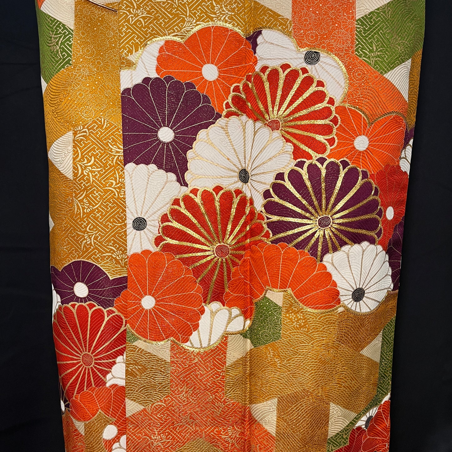 "Floral Basket" Vintage Furisode Kimono