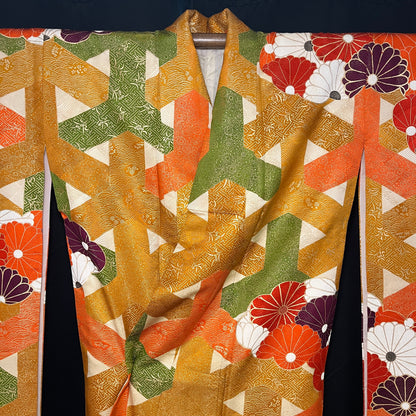 "Floral Basket" Vintage Furisode Kimono