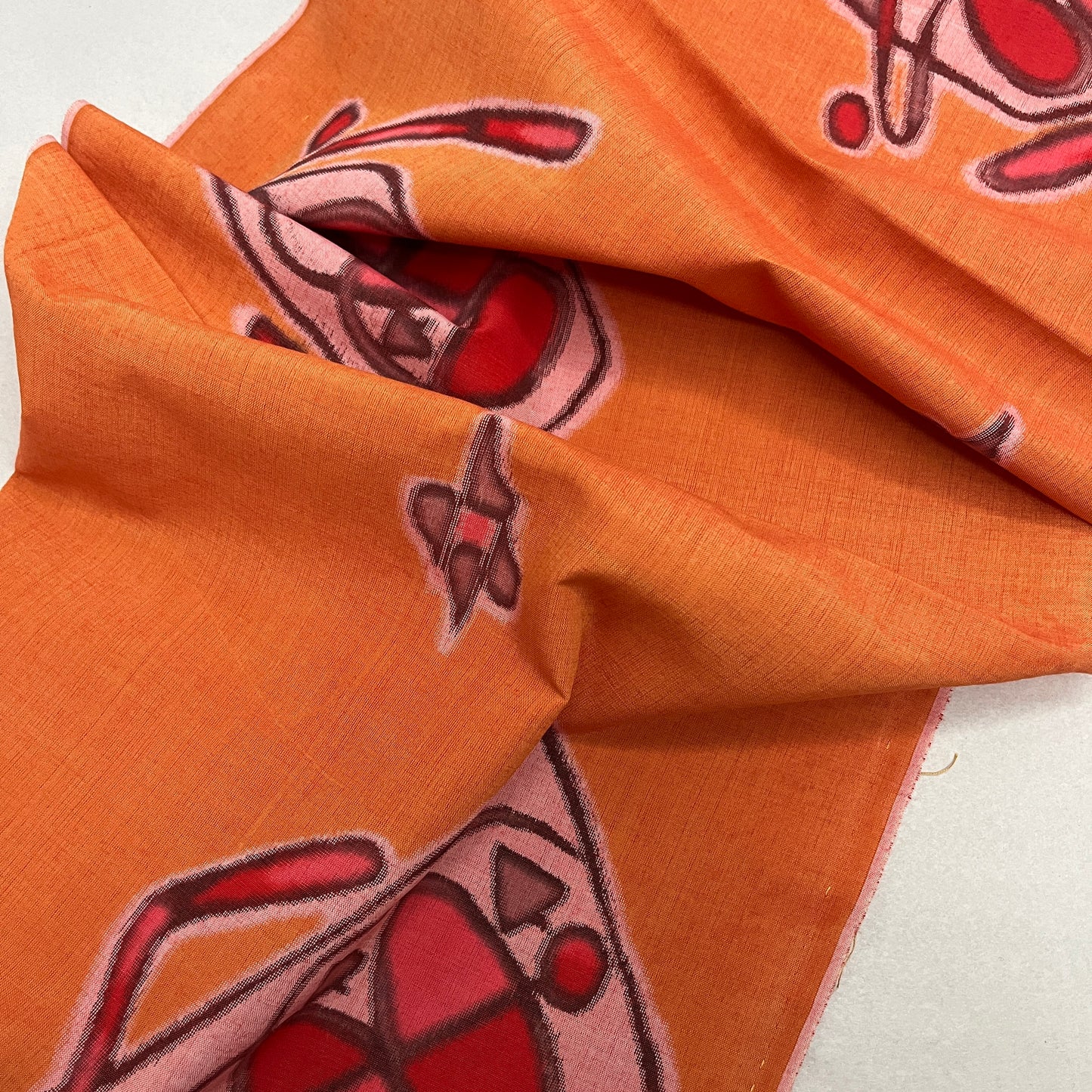 "Orange Ikat" Vintage Kimono Yardage