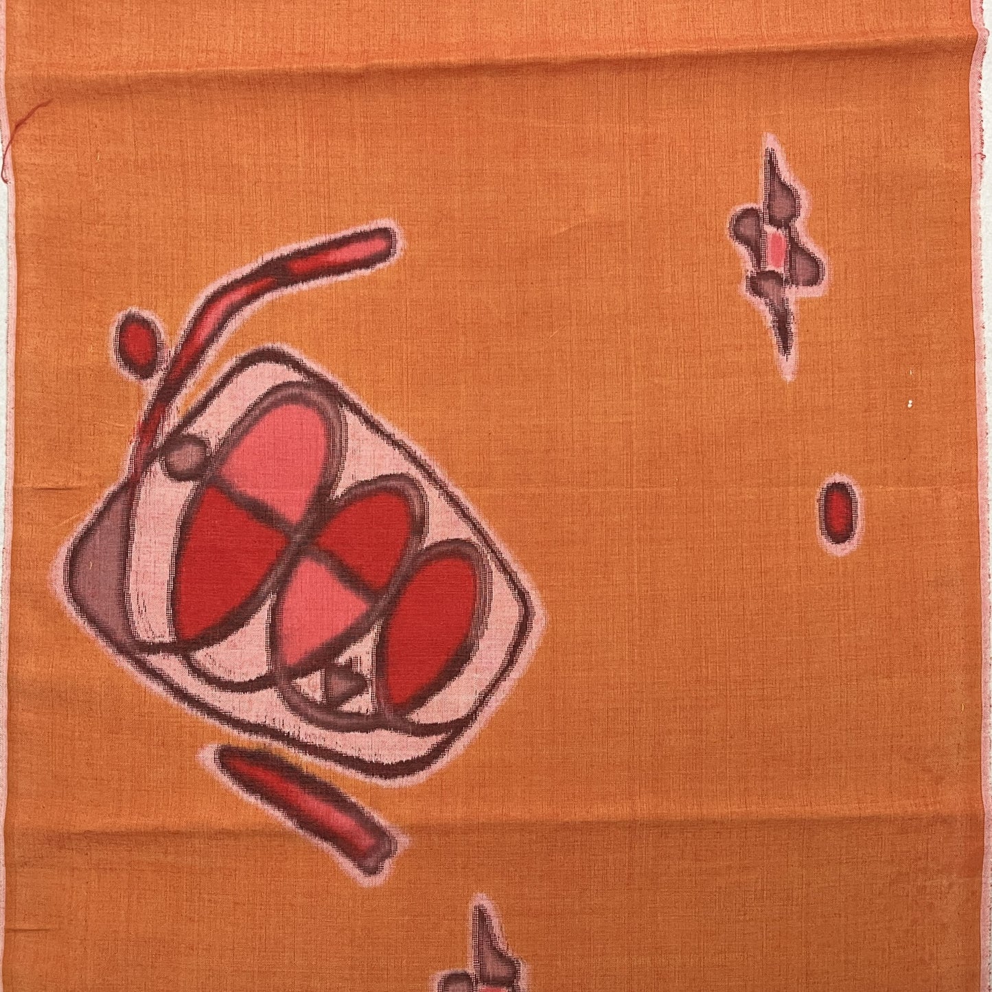 "Orange Ikat" Vintage Kimono Yardage