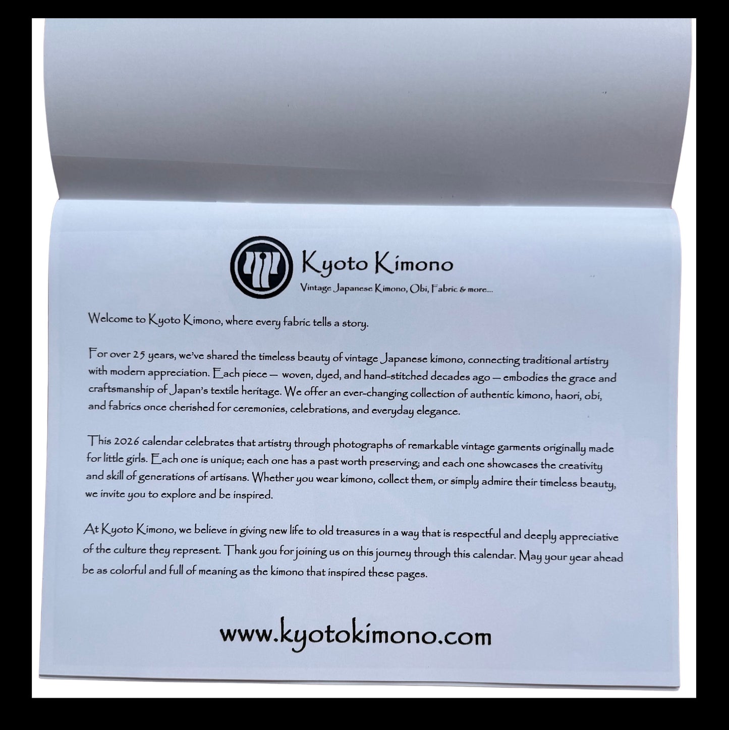 2026 Wall Calendar - Girls Kimono