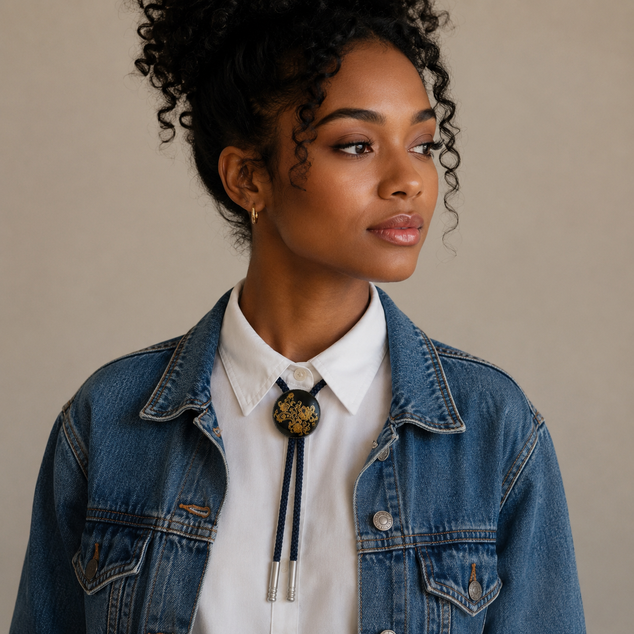 "Midnight Bloom" Vintage Bolo Tie