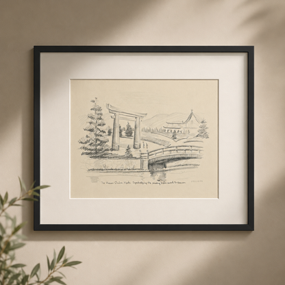 "Heian Shrine" - Vintage Matted Print