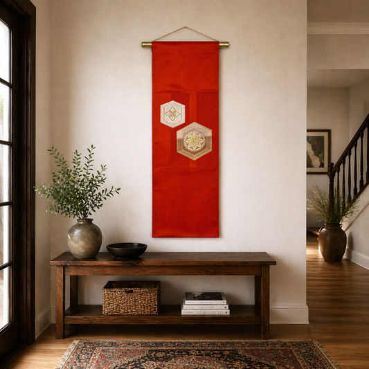 "Kikko on Vermillion" Japanique Tapestry