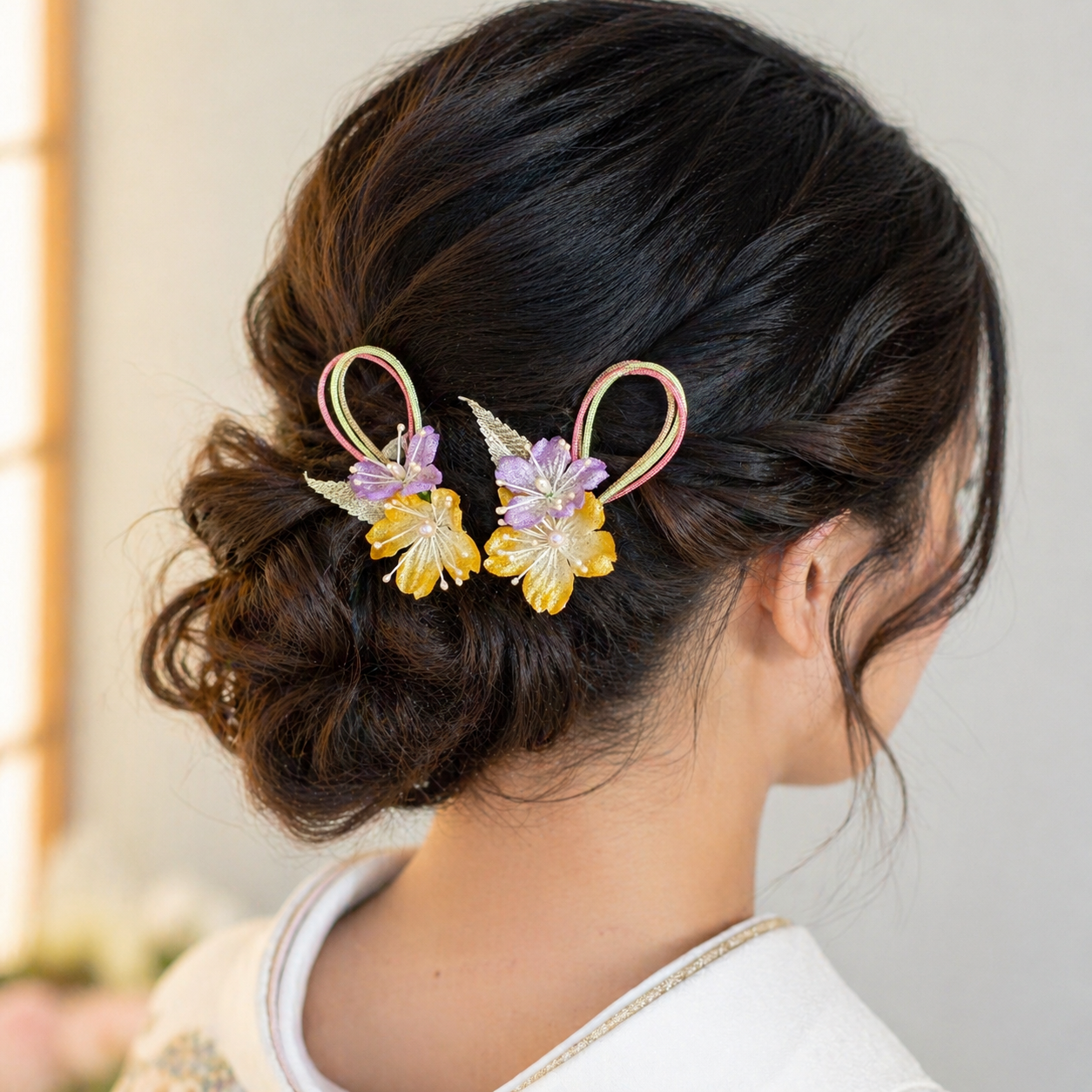 "Hikari no Hana" Vintage Kanzashi Hair Pins