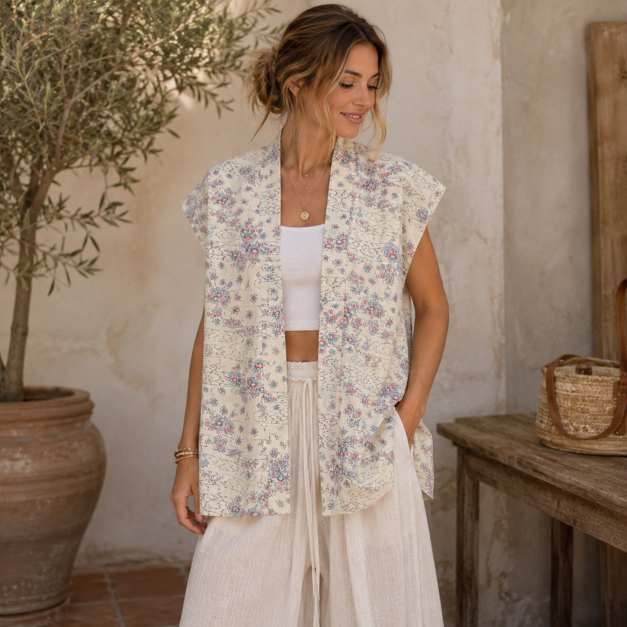 "Brook Blossom" Japanique Tunic Vest