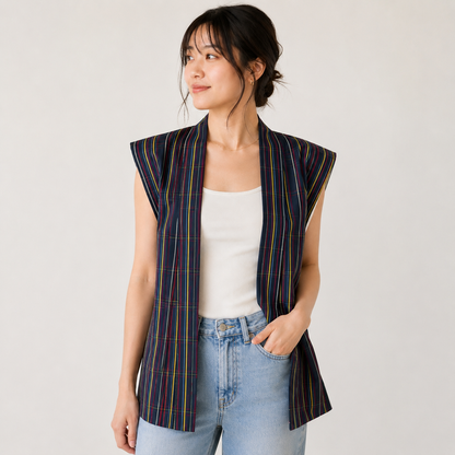 "Blue Plaid" Japanique Tunic Vest