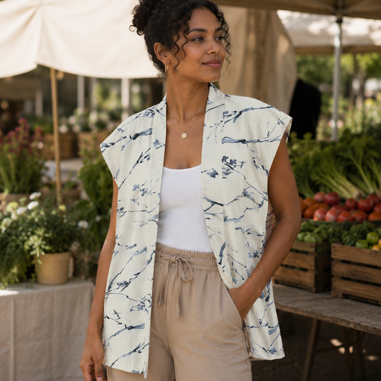 "Quiet Branches" Japanique Tunic Vest