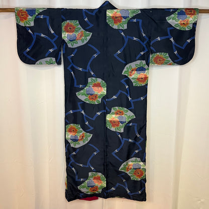 "Bamboo Peonies" Vintage Meisen Kimono